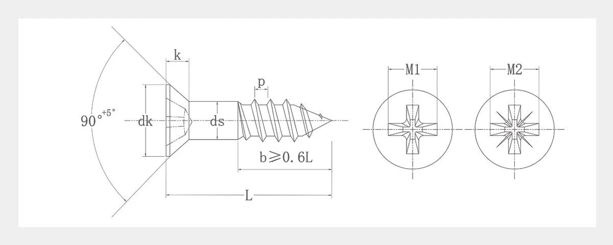 Black Plated Flat Head Wood Screws-ANSIASME B 18.6.1-2D